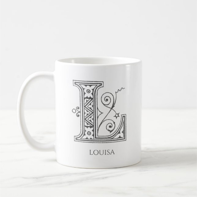 Letter L Monogram Modern Name Coffee Mug (Left)