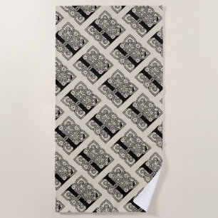 Letter L Monogram Vintage Celtic Knot Print Beach Towel