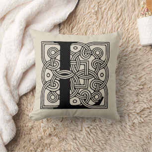 Letter L Monogram Vintage Celtic Knot Print Cushion
