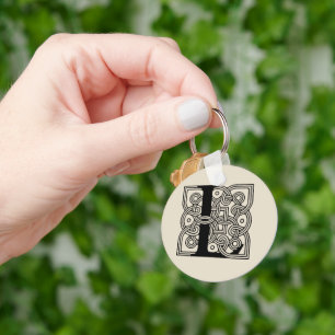 Letter L Monogram Vintage Celtic Knot Print Key Ring