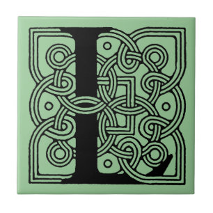 Letter L Monogram Vintage Celtic Knot Print Tile