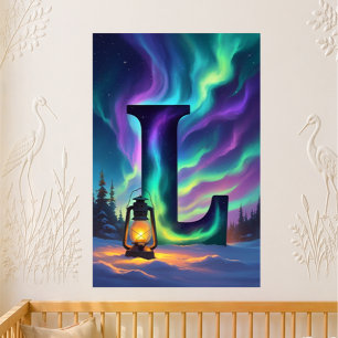 Letter L Northern Lights Nursery   Aurora Borealis Poster