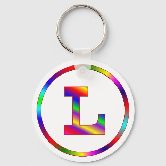 Letter L Rainbow Key Ring (Front)