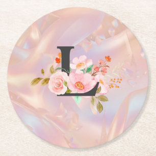 Letter L Round Paper Coaster