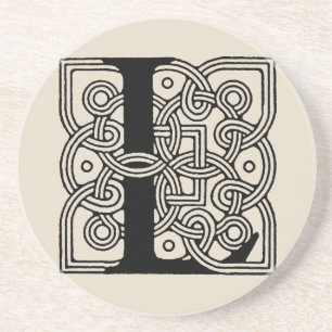Letter L Vintage Celtic Knot Monogram Coaster