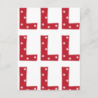 Letter L - White Stars on Dark Red