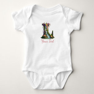 Letter L with Lilies and Waterfalls – Fantasy Flor Baby Bodysuit