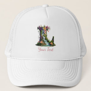 Letter L with Lilies and Waterfalls – Fantasy Flor Trucker Hat