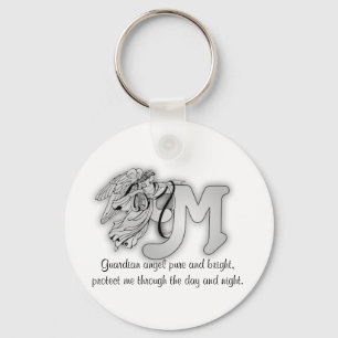 Letter M angel monogram alphabet initial Key Ring