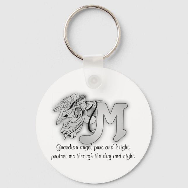 Letter M angel monogram alphabet initial Key Ring (Front)