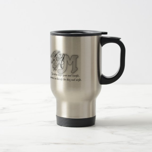 Letter M angel monogram alphabet initial Travel Mug (Right)