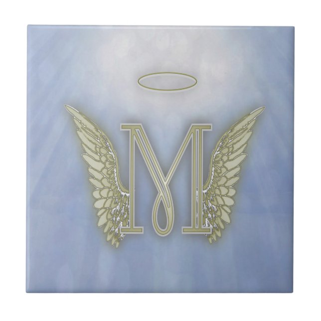 Letter M Angel Monogram Tile (Front)