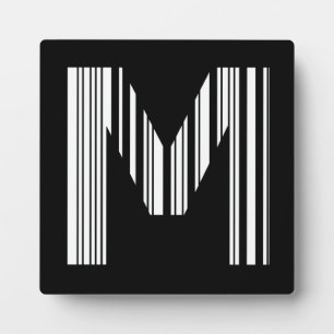 LETTER M BAR CODE First Initial Barcode Pattern Plaque