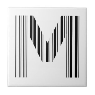 LETTER M BAR CODE First Initial Barcode Pattern Tile