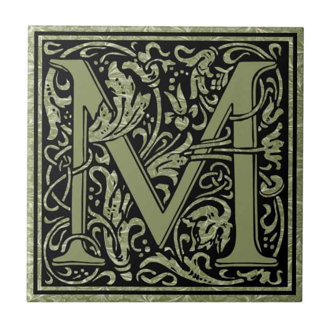 Letter M First Letter Monogram Ceramic Tile (Front)