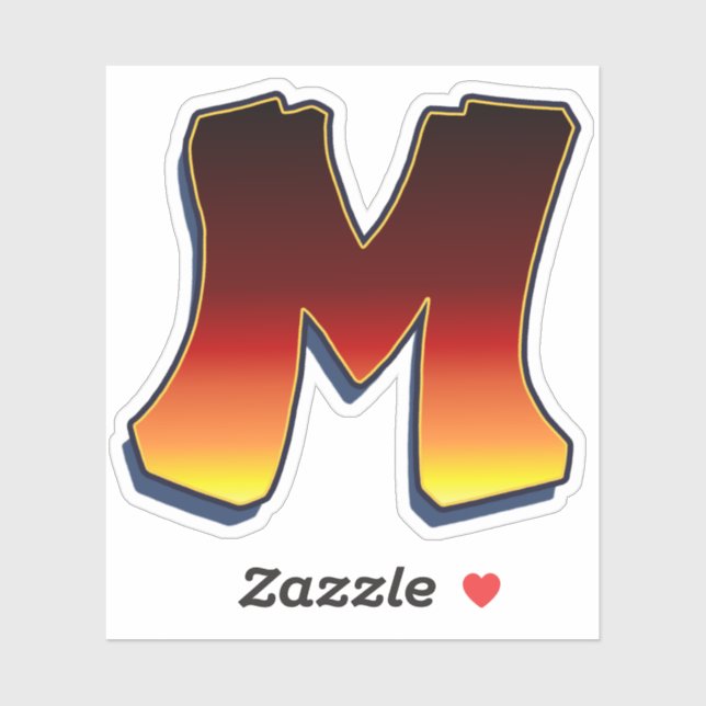 Letter M - flames Sticker (Sheet)