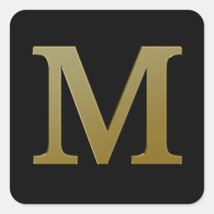 Letter M Gold Square Sticker