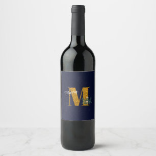 Letter M Golden monogram Wine Label