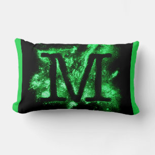 Letter M Green Capital Alphabet Lumbar Cushion