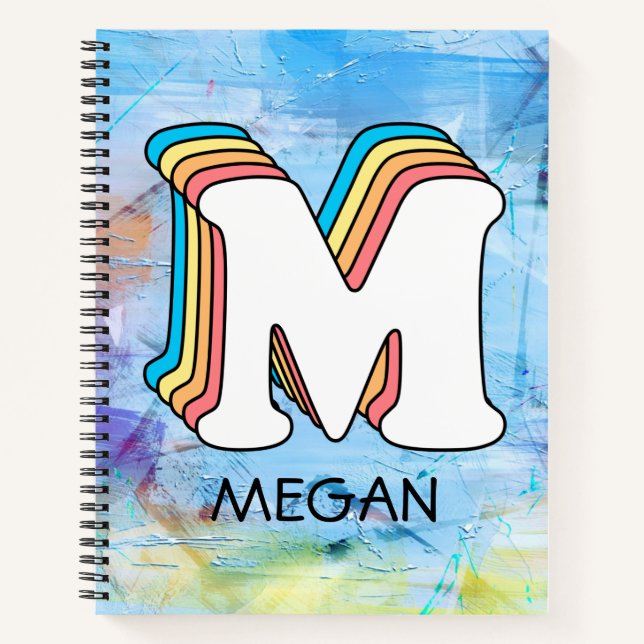 Letter M Initial Name Alphabet Cute Retro Notebook (Front)