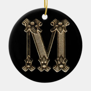 Letter M Initial Round Circle Shaped Ornament