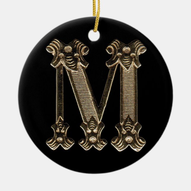 Letter M Initial Round Circle Shaped Ornament (Front)