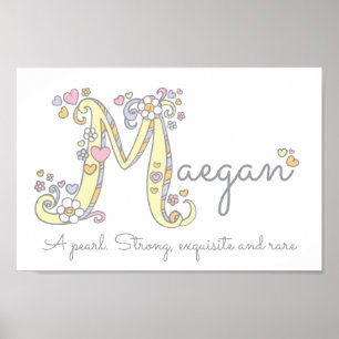 Letter M Maegan initial doodle art name meaning Poster