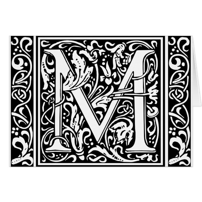 Letter M Mediaeval Monogram Art Nouveau (Front Horizontal)