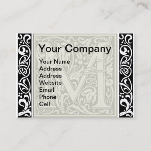 Letter M Mediaeval Monogram Art Nouveau Business Card