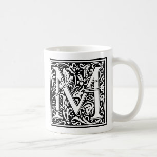 Letter M Mediaeval Monogram Art Nouveau Coffee Mug