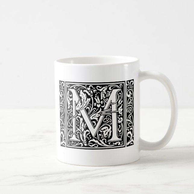 Letter M Mediaeval Monogram Art Nouveau Coffee Mug (Right)