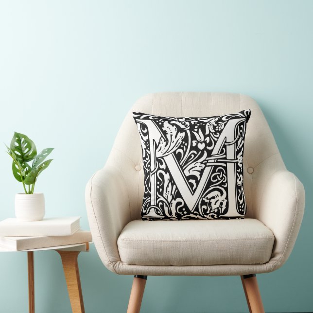 Letter M Mediaeval Monogram Art Nouveau Cushion (Chair)