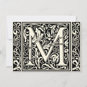 Letter M Mediaeval Monogram Art Nouveau Invitation