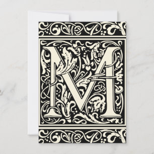 Letter M Mediaeval Monogram Art Nouveau Invitation