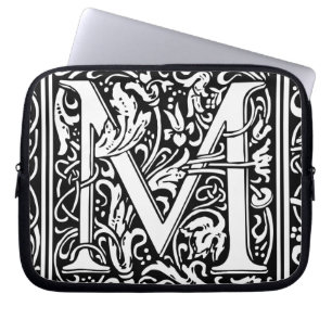 Letter M Mediaeval Monogram Art Nouveau Laptop Sleeve