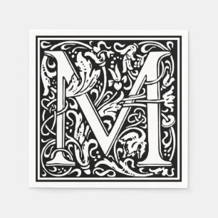 Letter M Mediaeval Monogram Art Nouveau Napkin