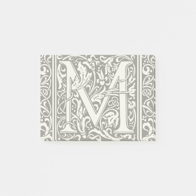 Letter M Mediaeval Monogram Art Nouveau Post-it Notes (Front)