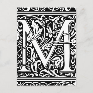 Letter M Mediaeval Monogram Art Nouveau Postcard