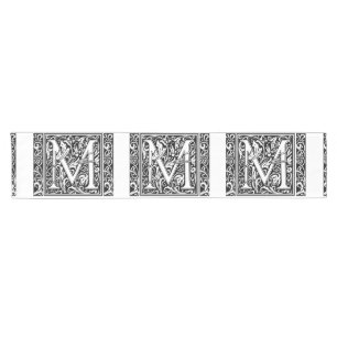 Letter M Mediaeval Monogram Art Nouveau Short Table Runner