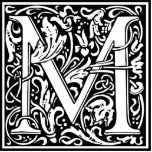 Letter M Mediaeval Monogram Art Nouveau Standing Photo Sculpture<br><div class="desc">This initial M is part of a complete series of upper case William Morris inspired typography initials. The black and white lettering is highly decorative, styled after the fancy typography of the middle ages. Cute and trendy, this is a vintage chic monogram M - letter M- swirly M . Customise...</div>