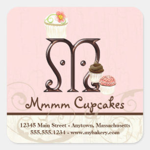 Letter M Monogram Cupcake Logo Business Labels