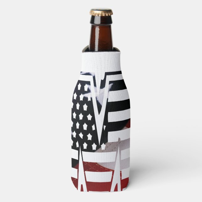 Letter M Monogram Initial USA Bottle Cooler (Bottle Front)