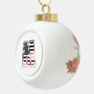 Letter M Monogram Initial USA Ceramic Ball Christmas Ornament