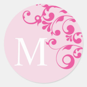 Letter M Monogram Pink Wedding Envelope Seals