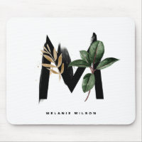 Letter M Monogram Tropical Leaves Personalised