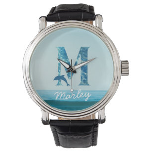 Letter M Ocean Pattern  Watch
