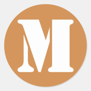 Letter M Peru Gold Stencil Alphabet by Janz Classic Round Sticker