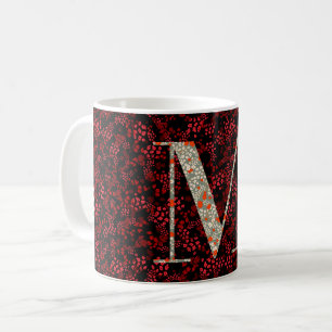 Letter M red and burgundy liberty Coffee Mug