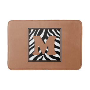Letter M Zebra Monogrammed Bath Mat