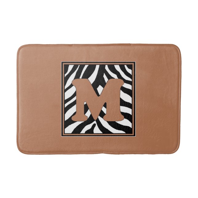Letter M Zebra Monogrammed Bath Mat (Front)